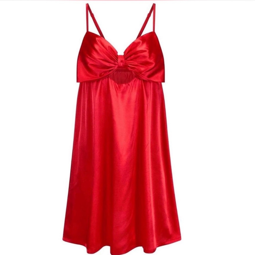 Adore Me Red Satin Janessa Slip Lingerie Dress